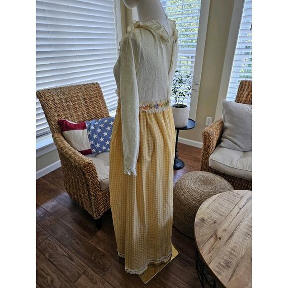 Vintage 1970's Floral Lace Praire Dress Boho Cottagecore Peasant Women's M - Picture 15 of 16